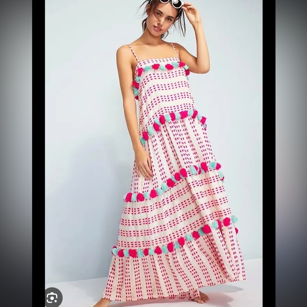 Anthropologie Tessora Lola Tassel Pommed Dress